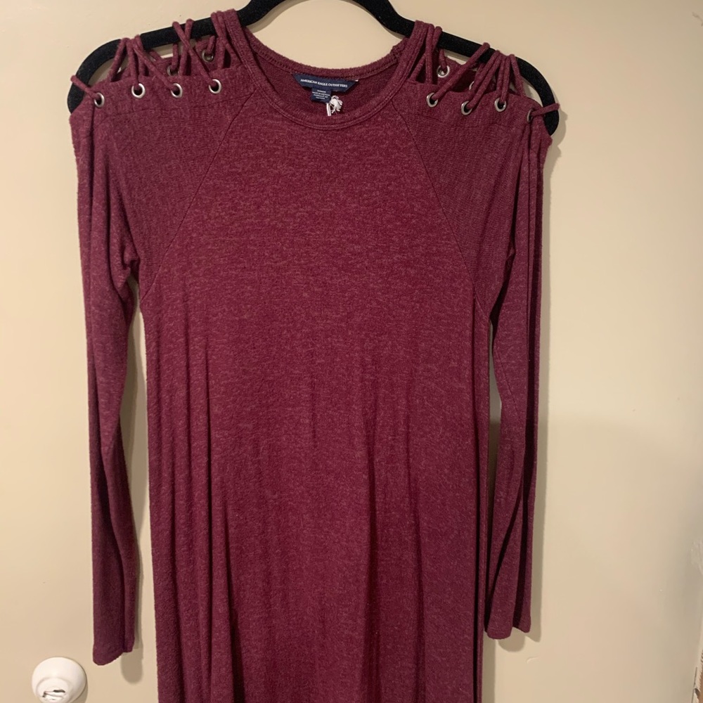 American Eagle Lace-Up Shoulder Sweater Dress, M